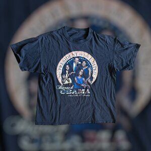 vintage 2008 XL Barack Obama and the First Family portrait graphic t shirt black